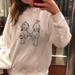 Brandy Melville white devil angel babies crewneck sweatshirt